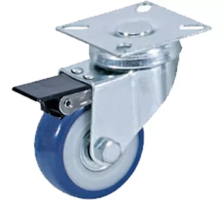 Колесо аппаратное поворотное SCvb 92 75 мм с тормозом (синяя резина) 1027150 купить в Губкинске