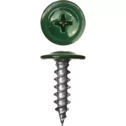 Саморезы ЗУБР с прессшайбой по листовому металлу до 0,9 мм, окрашенные в RAL-6005, PH2, 4,2х25 мм, 400шт 300191-42-025-6005