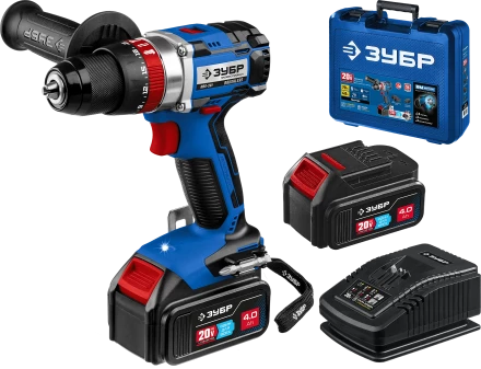 Бесщеточная дрель-шуруповерт ударная Зубр, 2 АКБ T7 (4 Ач), в кейсе DBS-201-42 серия «ПРОФЕССИОНАЛ» купить в Губкинске