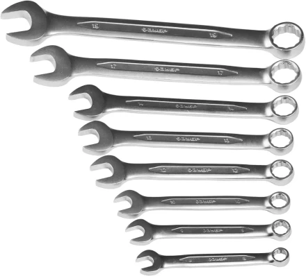 Набор ЗУБР &quot;ПРОФИ&quot;: Ключ гаечный комбинированный, Cr-V сталь, хромированный, 8-19мм, 8шт 27028-H8 купить в Губкинске