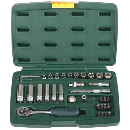 Набор KRAFTOOL &quot;INDUSTRIE QUALITAT&quot; Торцовые головки, 1/2&quot;, 1/4&quot;, 37 предметов 27881-H37 купить в Губкинске