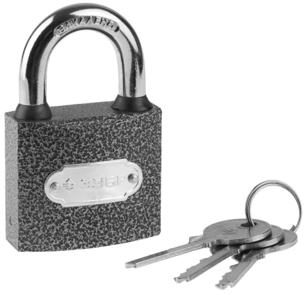 Замок ЗУБР "МАСТЕР" навесной, металлический корпус, закаленная дужка, 50мм 3712-50 купить в Губкинске