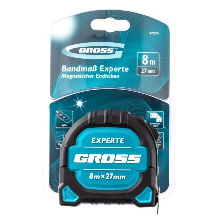 Рулетка нейлон Experte 8м x 27мм двухкомпон. корпус магнит двухстор. Разметка Gross 32576 купить в Губкинске