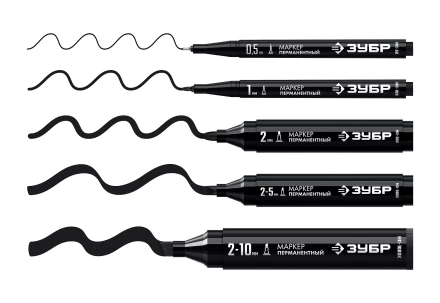 ЗУБР МП-300К чёрный, 2-5 мм, клиновидный перманентный маркер (06323-2) купить в Губкинске