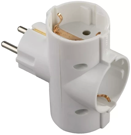 Тройник СВЕТОЗАР электрический с заземлением, 3 гнезда SV-55093 купить в Губкинске