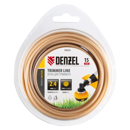 Леска для триммера армированная алюминием круглая, 2,4мм х 15м, блистер ALUFLEX Denzel 96830 купить в Губкинске