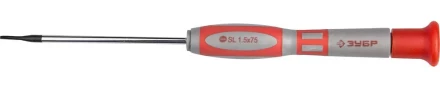 Отвертка ЗУБР &quot;МАСТЕР&quot; для точных работ, Cr-V, SL 1,5x75мм 25631-1.5-075 купить в Губкинске