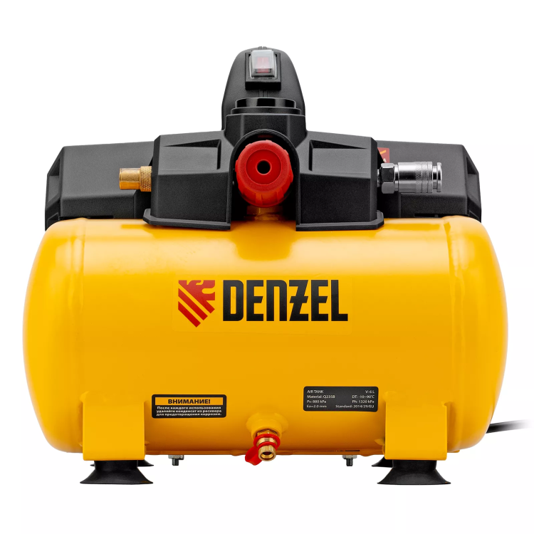 Компрессор Denzel DLS750/6 58019 безмасляный малошумный 750 Вт, 140 л/мин,ресивер 6 л купить в Губкинске