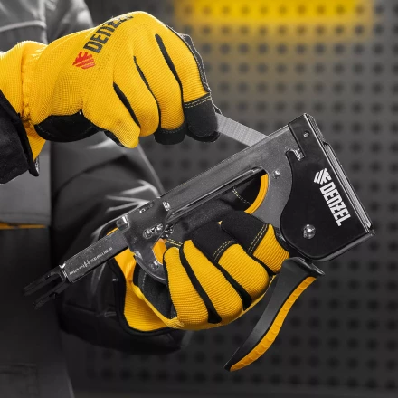 Степлер металл. Denzel 40223, скобы в комплекте, плавная регулировка удара, 2К рукоятка, тип 53, 4-14 мм купить в Губкинске