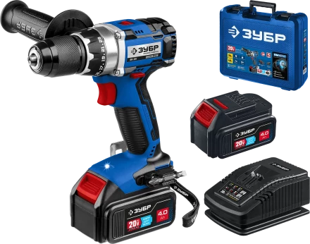 Бесщеточная дрель-шуруповерт Зубр, 2 АКБ T7 (4 Ач), в кейсе DB-201-42 серия «ПРОФЕССИОНАЛ» купить в Губкинске
