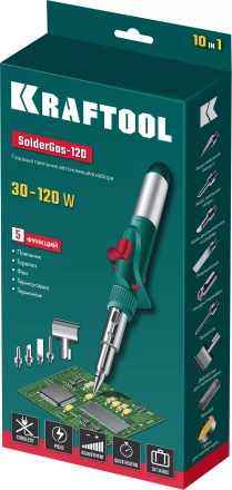 SolderGas 120K набор 10-в-1, газовый паяльник, горелка, фен, 30-120 Вт, пьезоподжиг, 1300°С 55503-H10 купить в Губкинске