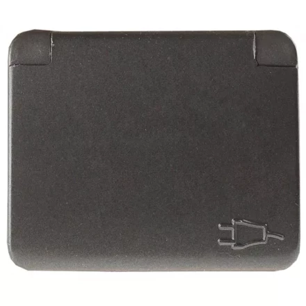 Розетка СВЕТОЗАР &quot;ГАММА&quot; с заземлением, одинарная с крышкой, без вставки и рамки, цвет темно-серый металлик, 16А/~250В SV-54110-DM купить в Губкинске