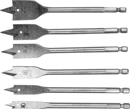 Набор перовых сверл по дереву, 6шт( d=10-25), STAYER 2950-H6 2950-H6 купить в Губкинске