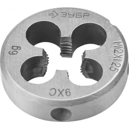 Плашка ЗУБР &quot;МАСТЕР&quot; круглая ручная для нарезания метрической резьбы, мелкий шаг, М12 x 1,25 4-28022-12-1.25 купить в Губкинске