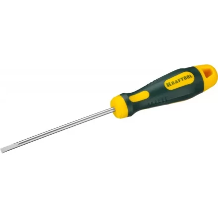 Отвертка KRAFTOOL, Cr-Mo-V сталь, двухкомпонентная противоскользящая рукоятка, SL, 4,0x90мм 250071-4.0-090 купить в Губкинске