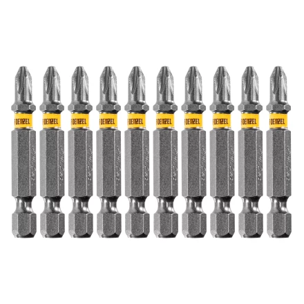 Бита PH2х50, сталь легированная S2, 10 шт., Е 6,3, шестигранный профиль, отрывная упаковка Denzel 11683 купить в Губкинске