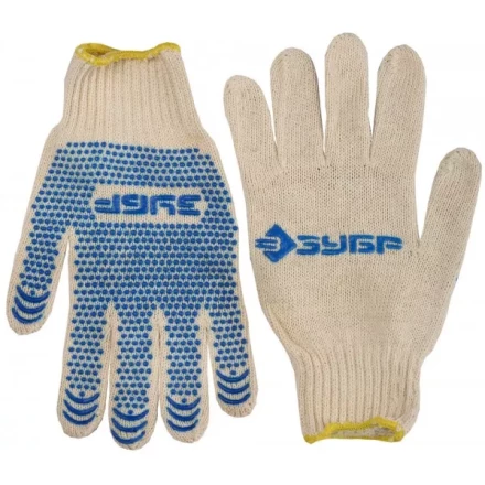 Перчатки ЗУБР хлопчатобумажные с защитой от скольжения, XL 114031 купить в Губкинске