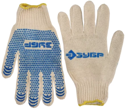Перчатки ЗУБР хлопчатобумажные с защитой от скольжения, XL 114031 купить в Губкинске