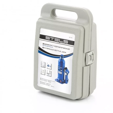 Домкрат гидравлический бутылочный 4 т h подъема 188-363 мм в пластиковом кейсе Stels 51174 купить в Губкинске