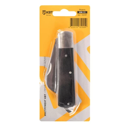 Нож электрика монтерский складной КВТ НМ-11 с изогнутым лезвием и дополнительной зоной для зачистки кабеля (102357) купить в Губкинске