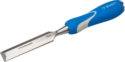 Стамеска ЗУБР &quot;ЭКСПЕРТ&quot; с ударопрочной двухкомпонетной ручкой и стальным затыльником для ударных работ, 24мм 18097-24 купить в Губкинске