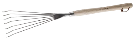 Грабельки ЗУБР &quot;ЭКСПЕРТ&quot; веерные из нержавеющей стали, деревянная ручка из ясеня, 7 круглых зубцов, 290х120х605мм 4-39475_z01 купить в Губкинске