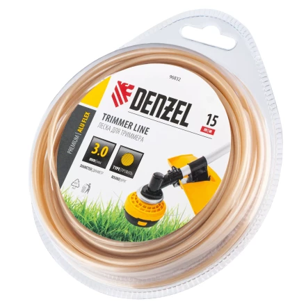 Леска для триммера армированная алюминием круглая, 3,0мм х 15м, блистер ALUFLEX Denzel 96832 купить в Губкинске