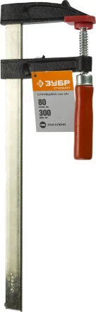 Струбцина ЗУБР &quot;СТАНДАРТ&quot;, тип &quot;F&quot;, деревянная ручка, стальная закаленная рейка, 80х300мм 32152-80-300 купить в Губкинске