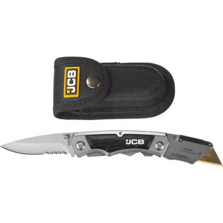 Нож JCB складной многофункц, трапец лезвие, тип &quot;А24&quot;, перочин лезвие с серрейтор заточкой, мет корпус, чехол, 5 лезвий JLC003 купить в Губкинске