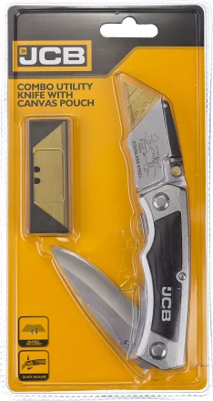 Нож JCB складной многофункц, трапец лезвие, тип &quot;А24&quot;, перочин лезвие с серрейтор заточкой, мет корпус, чехол, 5 лезвий JLC003 купить в Губкинске