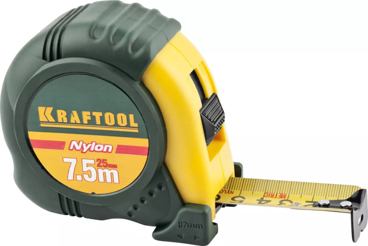 Рулетка KRAFTOOL "EXPERT" с нейлоновым покрытием, обрезин корпус, 7,5/25мм 34122-08_z01 купить в Губкинске