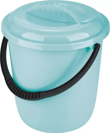 Ведро пластмассовое круглое 12л, с крышкой, бирюзовое ТМ Elfe 92959 купить в Губкинске