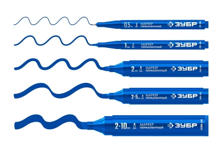 ЗУБР МП-300К синий, 2-5 мм, клиновидный перманентный маркер (06323-7) купить в Губкинске