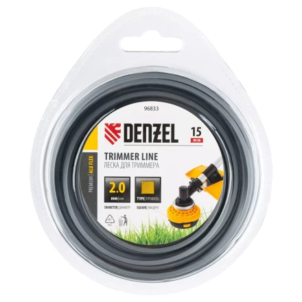 Леска для триммера армированная алюминием квадратная, 2,0мм х 15м, блистер ALUFLEX Denzel 96833 купить в Губкинске