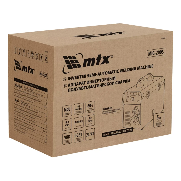 Аппарат инвертор. полуавтомат. cварки MTX MIG-200S, 200A, ПВ 60%, катушка 5 кг купить в Губкинске