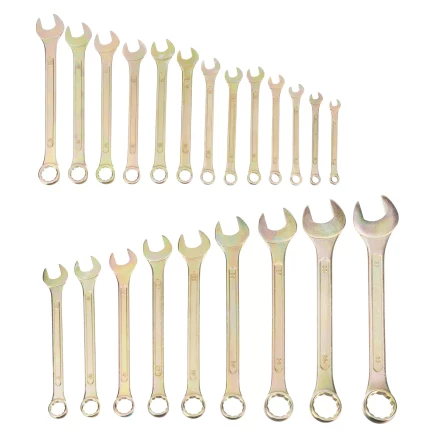 Набор ключей комбинированный Сибртех 6-32 мм, 22 шт, желтый цинк 15444 купить в Губкинске