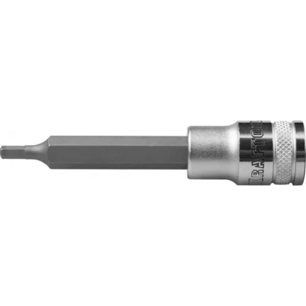 Торцовая бита-головка KRAFTOOL &quot;INDUSTRIE QUALITAT&quot;, удлиненная, материал S2, HEX, сатинированная, 1/2&quot;, H3 27909-03 купить в Губкинске