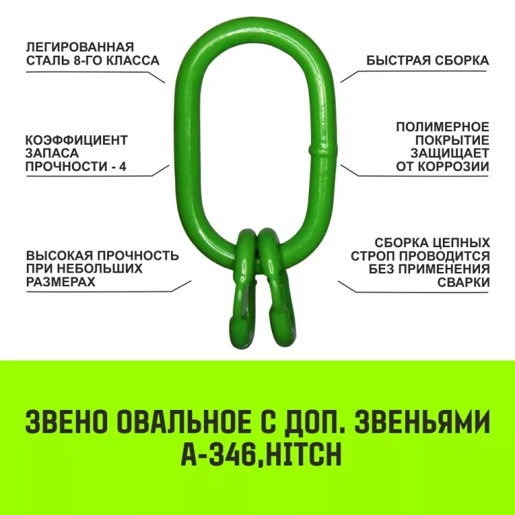 Звено овальное с доп. звеньями A-346 HITCH Т8 кл 17 т (SZ071395) купить в Губкинске