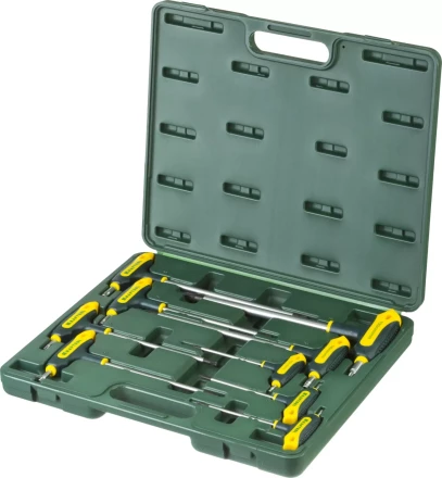 Набор KRAFTOOL Ключи &quot;INDUSTRIE&quot; имбусовые,Cr-Mo(S2),Т-образные,эргоном двухкомп рукоятка,TORX Hole 10-50,9 шт,в боксе 27455-H9 купить в Губкинске