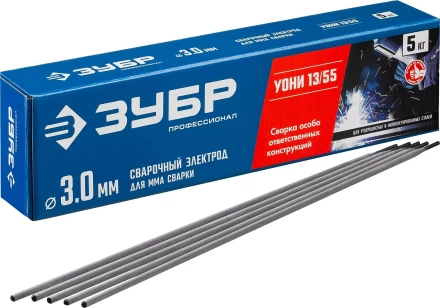 ЗУБР Д 3.0 х 350 мм, 5 кг в коробке, УОНИ 13/55 с основным покрытием, электрод сварочный, Профессионал (40025-3.0) купить в Губкинске