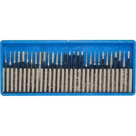 Набор ЗУБР: Мини-насадки с алмазным напылением в пластиковом боксе, P=180, хвостовик d=3мм, 30 предметов 33383-H30 купить в Губкинске