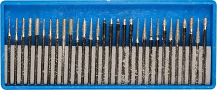 Набор ЗУБР: Мини-насадки с алмазным напылением в пластиковом боксе, P=180, хвостовик d=3мм, 30 предметов 33383-H30 купить в Губкинске