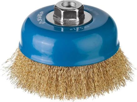 ЗУБР &quot;ПРОФЕССИОНАЛ&quot;. Щетка чашечная для УШМ, витая латунированная стальная проволока 0,3мм, 125ммхМ14 3526-125_z02 купить в Губкинске