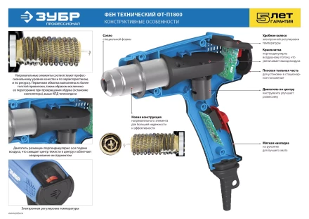 Фен технический + кейс ФТ-П1800 К серия ПРОФЕССИОНАЛ купить в Губкинске