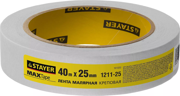 Малярная лента STAYER "MASTER", креповая, 25мм х 40м 1211-25 купить в Губкинске