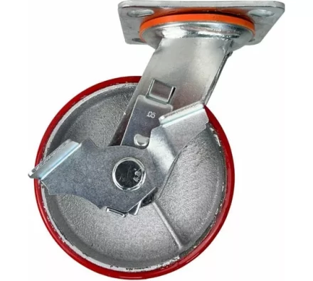 Аппаратное поворотное колесо большегрузное с тормозом HITCH 140*50 полиуретан SCpb63 (SZ085015) купить в Губкинске