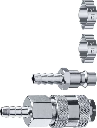 ЗУБР (штуцер елочка, 8 мм - рапид муфта) + (рапид штуцер-штуцер елочка, 8 мм) + (обжимные хомуты 2 шт), набор, Профессионал (64920-08-H) купить в Губкинске