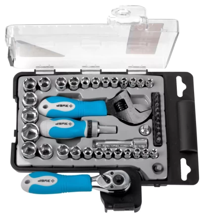 Набор ЗУБР Слесарно-монтажный инструмент &quot;ЭКСПЕРТ&quot;, ключ развод.,отвертка реверс. с насадками, пласт.бокс, 43пред. 25290-H43 купить в Губкинске