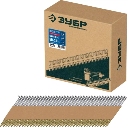 ЗУБР SN34 (D34) 50 х 2.8 мм, реечные гвозди рифленые оцинкованные, 5000 шт (305399-50) купить в Губкинске