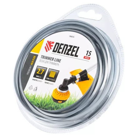 Леска для триммера армированная алюминием квадратная, 2,7мм х 15м, блистер ALUFLEX Denzel 96835 купить в Губкинске
